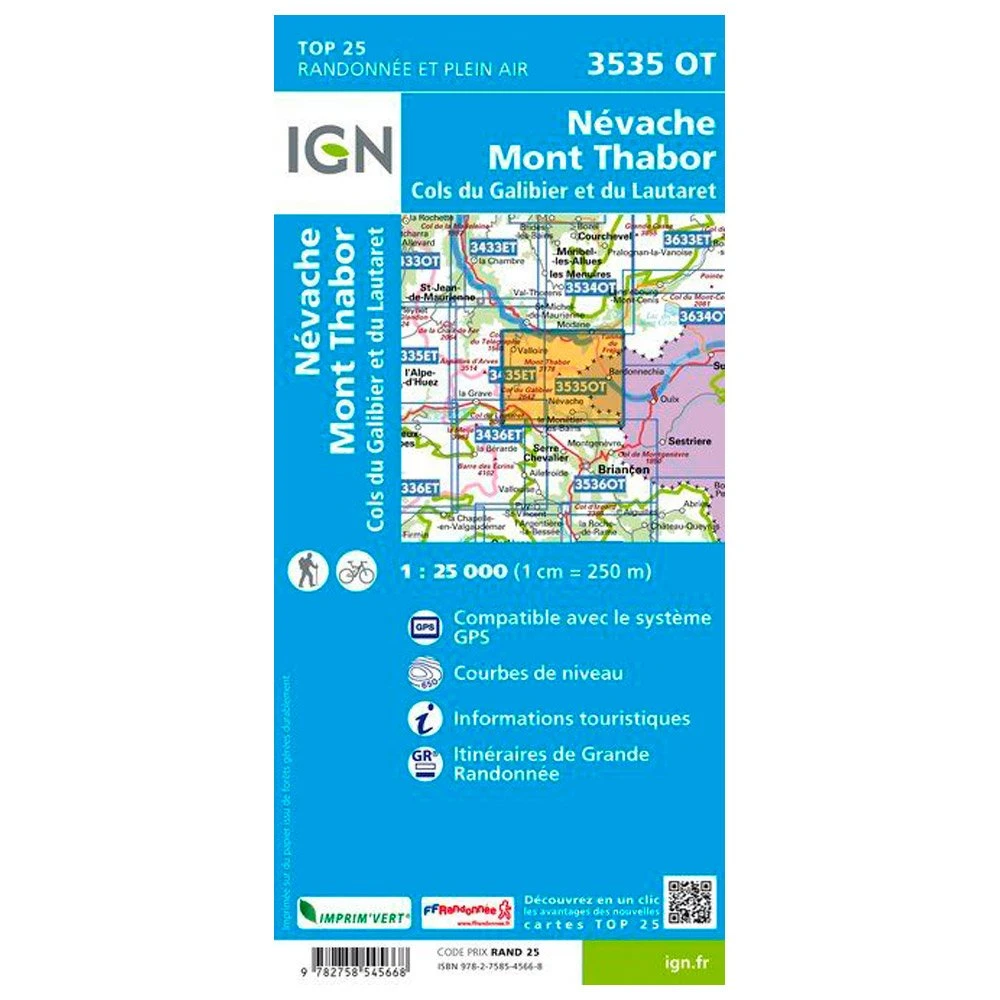 Carte IGN 3535OT Névache, Mont Thabor, Cols Du Galibier Et Du Lautaret – Image 2