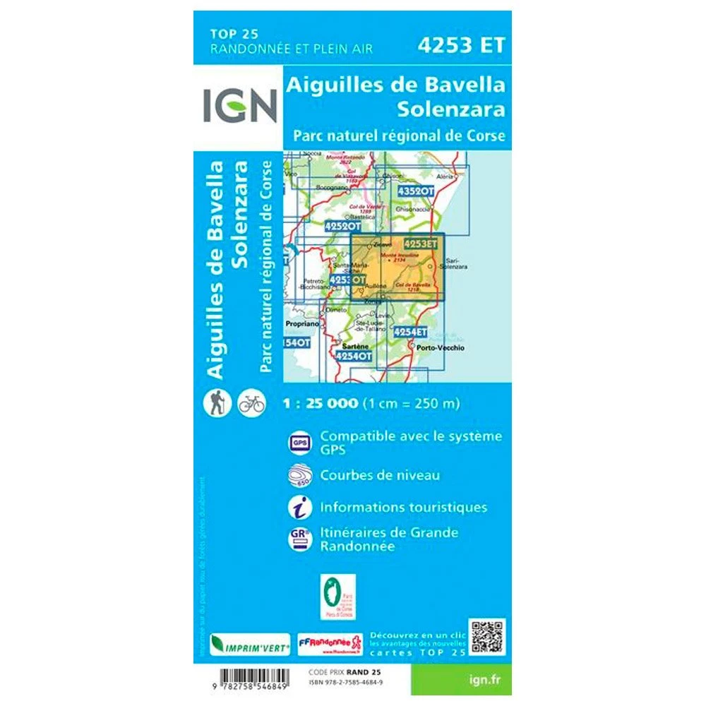 Carte IGN 4253ET Aiguilles De Bavella, Solenzara, Parc Naturel Régional De Corse – Image 2