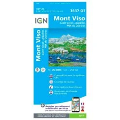 Carte IGN 3637OT Mont Viso, Saint-Véran, Aiguilles, PNR Du Queyras