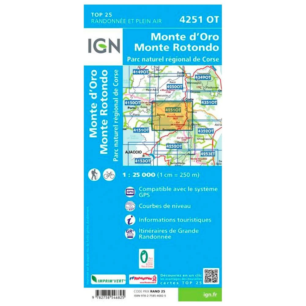 Carte IGN 4251OT Monte D'Oro, Monte Rotondo, Parc Naturel Régional De Corse – Image 2