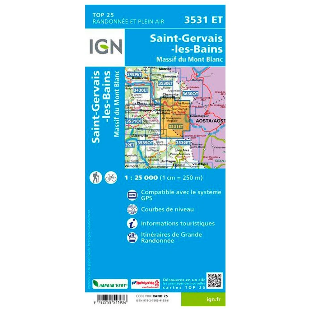 Carte IGN 3531ET Saint-Gervais-les-Bains, Massif Du Mont Blanc – Image 2